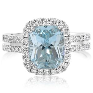Platinum Aquamarine/Diamond Ring