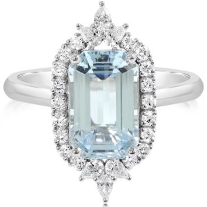 Platinum Aquamarine/Diamond Ring