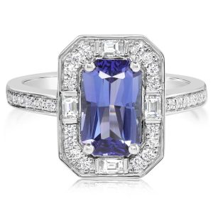 Platinum Tanzanite/Diamond Ring