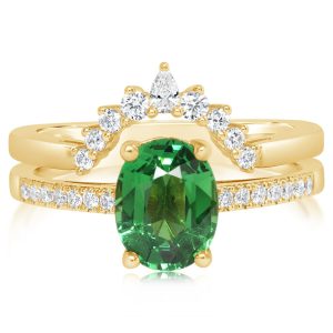 18K Yellow Gold Tsavorite/Diamond Ring