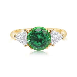 18K Yellow Gold Tsavorite/Diamond Ring