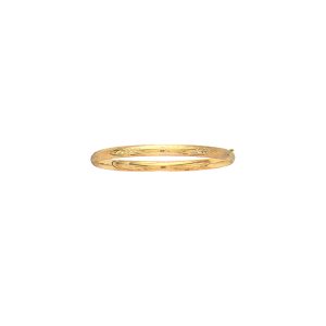 14K Gold 5mm Polished Floral Design Bangle