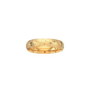 14K Gold 13.5mm Floral Design Bangle