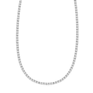 Silver White CZ Tennis Necklace
