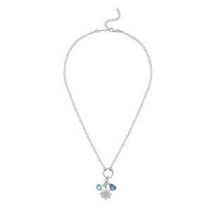 Silver Sunflower CZ Charm Necklace