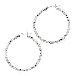 Silver 2x30MM Diamond Cut Earring