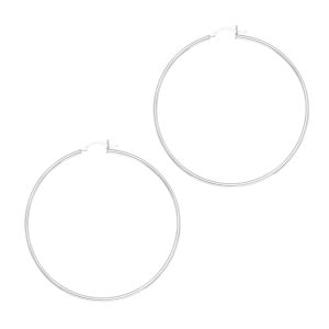 Silver 2x60mm Hoop Earring