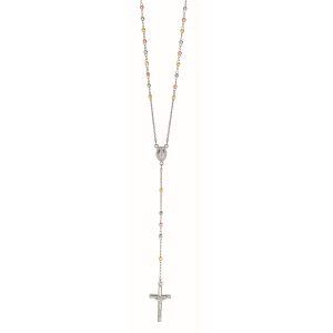 Silver Tri-color Rosary Necklace