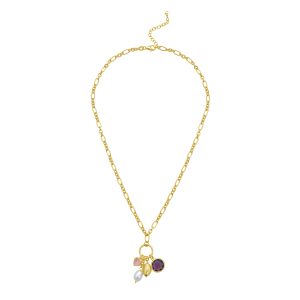 Gold Over Silver CZ Charm Necklace