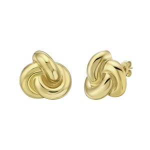 Gold Over Silver Puffed Knot Earrings