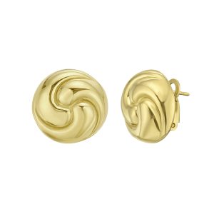 Gold Over Silver Puffed Swirl Knot Earrings