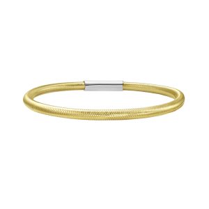 Gold Over Silver Basketweave Stretch Bangle