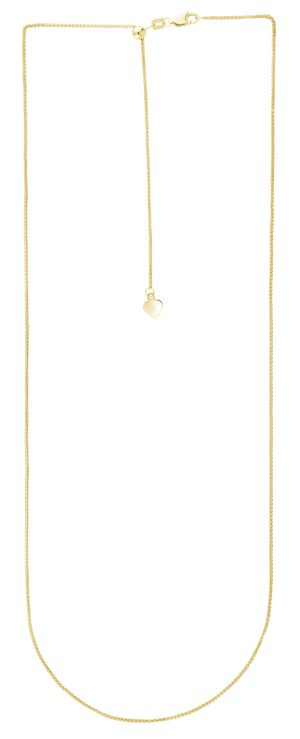 14K Gold 1mm Adjustable Wheat Chain