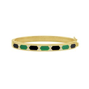 14K Black & Green Art Deco Hexagon Bracelet