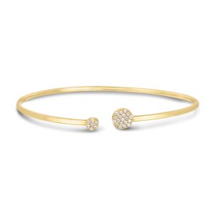 14K Gold Asymmetrical Diamond Cluster Cuff Bangle