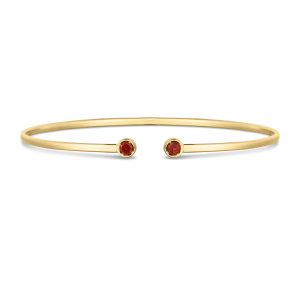 14K Garnet Open Cuff Bangle