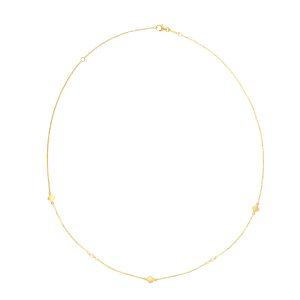 14K Gold Pearl Clover Chain