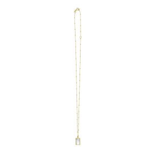 14K MOP Geometric Gem Rectangle Necklace