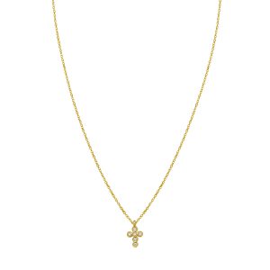 14K Petite Diamond Cross Necklace
