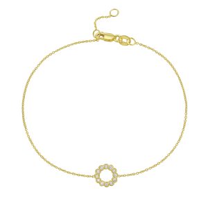 14K Petite Diamond Circle Bracelet