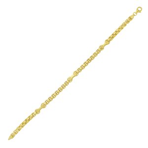 14K Gold Round Box Hardware Bracelet