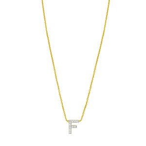 14K Mini Diamond F Initial