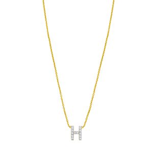 14K Mini Diamond H Initial