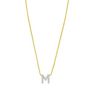 14K Mini Diamond M Initial