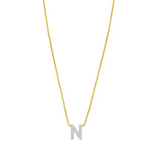 14K Mini Diamond N Initial