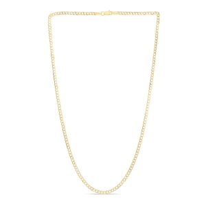14K Gold 2.6mm White Pave Curb Chain