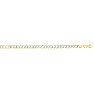 14K Gold 3.6mm White Pave Curb Chain