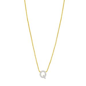 14K Mini Diamond Q Initial