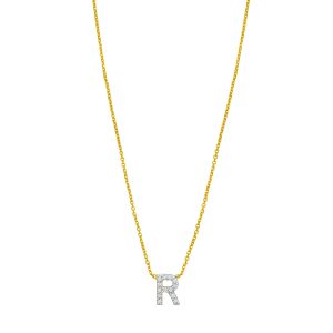 14K Mini Diamond R Initial