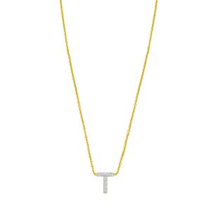 14K Mini Diamond T Initial