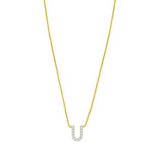14K Mini Diamond U Initial