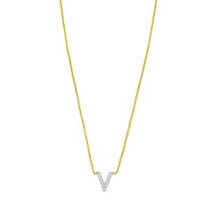 14K Mini Diamond V Initial