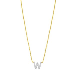 14K Mini Diamond W Initial
