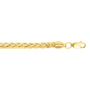14K Gold 22" 4.1mm Diamond Cut Lite Round Wheat Chain