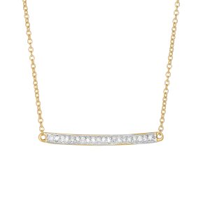 14K Gold .12ct Diamond Bar Necklace