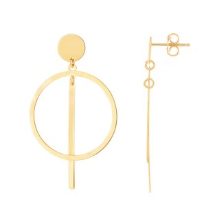 14K Gold Geometric Drop Earrings