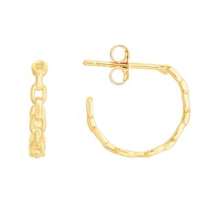 14K Yellow Gold Oval Links C Hoops