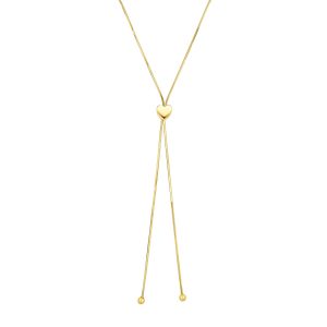 14K Gold Heart Slide Friendship Necklace