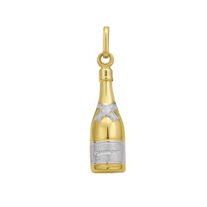 14K Gold Champagne Bottle Charm