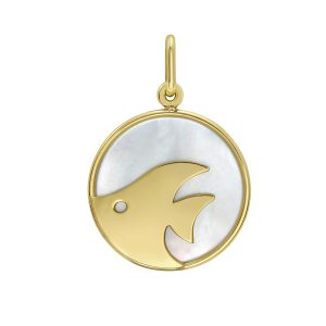 14K Gold MOP Fish Charm