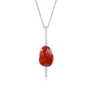 14K White Gold Mexican Fire Opal Pendant