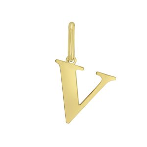 14K Gold Initial V Charm