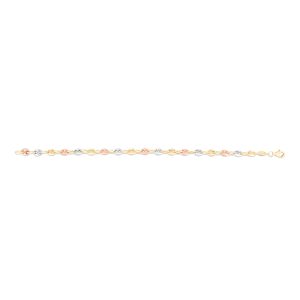 14K Tri-color Gold Puffed Mariner Link Anklet
