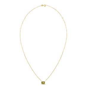 14K Gold Emerald Cut Peridot Necklace