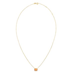14K Gold Emerald Cut Citrine Necklace