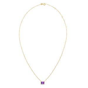 14K Gold Emerald Cut Amethyst Necklace